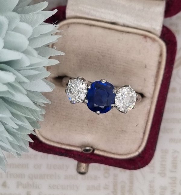 Vintage sapphire three stone engagement ring