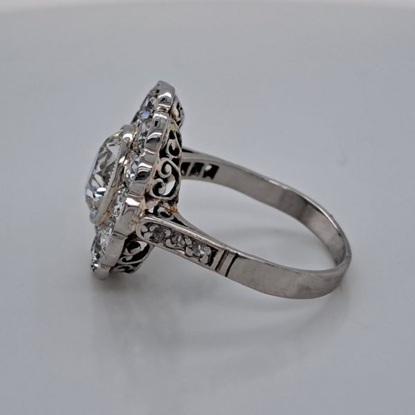Antique Old Cushion Cut Diamond Cluster Ring, 3.63 carat total