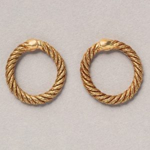 Vintage Georges Lenfant 18ct Yellow Gold Hoop Earrings