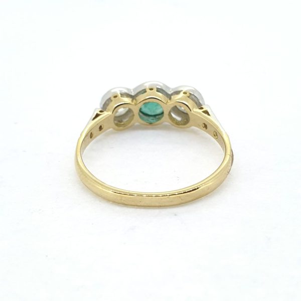 Emerald and Diamond Three Stone Engagement Ring