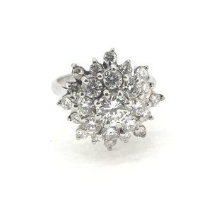 Vintage 1950s Diamond Cluster Dress Ring, 1.50 carats