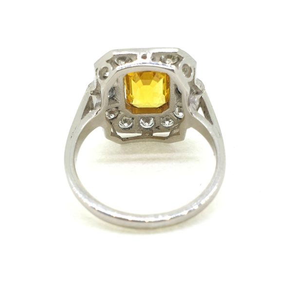 2.50ct Yellow Sapphire and Diamond Cluster Dress Ring in Platinum