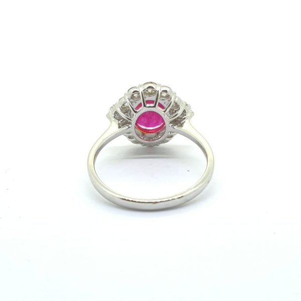 1.62ct Oval Ruby and Diamond Cluster Ring