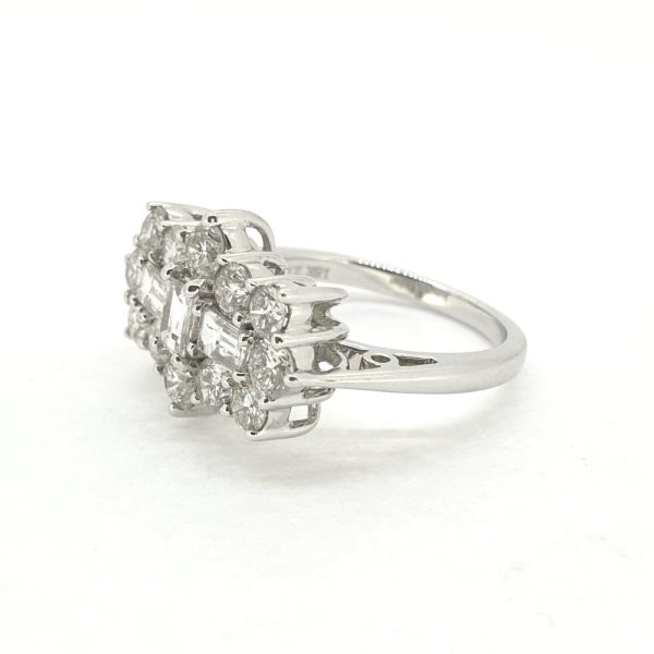 Modern 2ct Baguette and Brilliant Diamond Cluster Dress Ring
