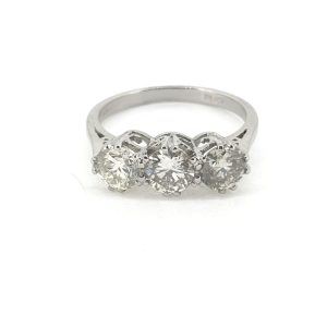 Three Stone Diamond Engagement Ring in Platinum, 1.55 carats