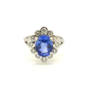 Sapphire and Diamond Floral Cluster Ring, 2.54 carats