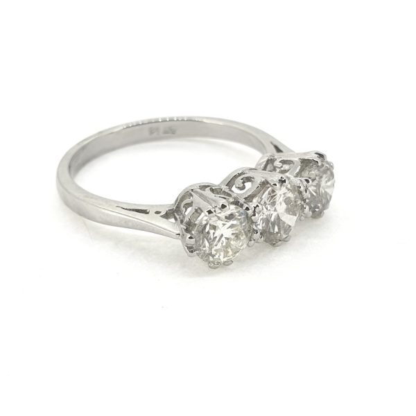 1.55ct Diamond Three Stone Engagement Ring in Platinum
