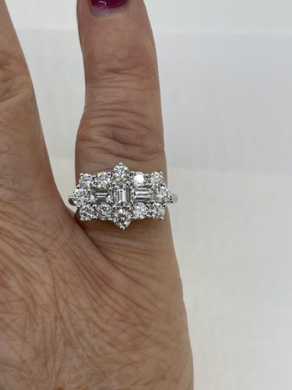 Contemporary Diamond Cluster Dress Ring, 2 carat total