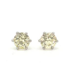 Single Stone Diamond Solitaire Stud Earrings, 4.33 carat total