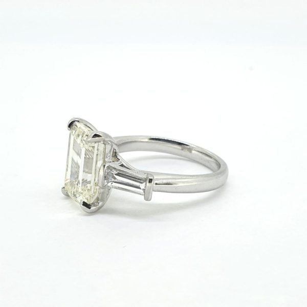 4.14ct Emerald Cut Diamond Solitaire Engagement Ring in Platinum