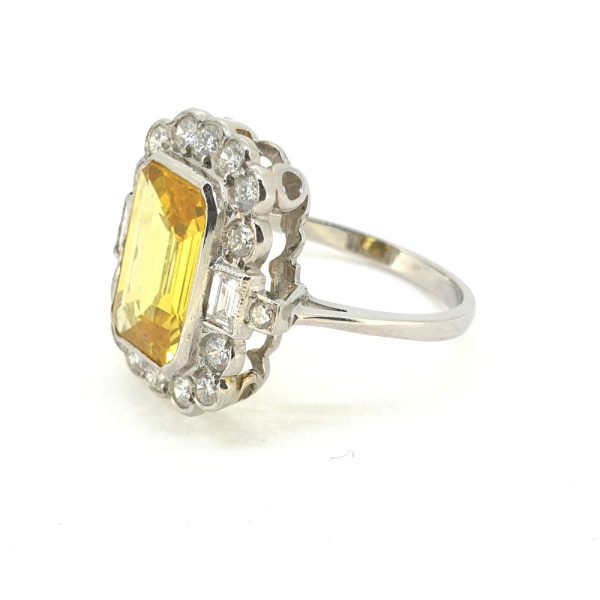3.60ct Yellow Sapphire and Diamond Cluster Dress Ring in Platinum