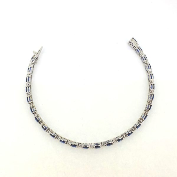 Sapphire and Diamond Line Bracelet, 10.80 carats
