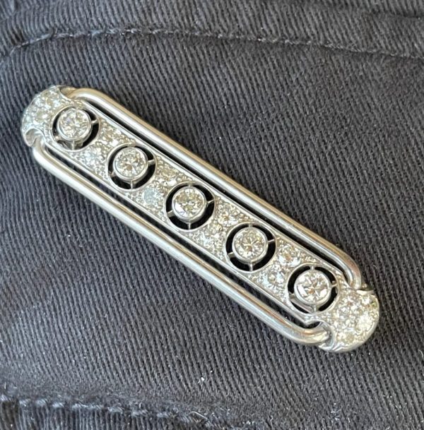 Mid 20th century Vintage Diamond Set Bar Brooch