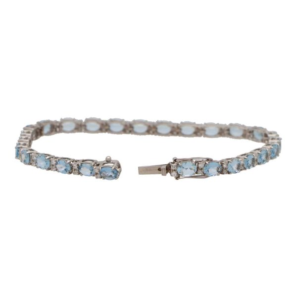 Aquamarine and Diamond Line Tennis Bracelet, 8.95 carats