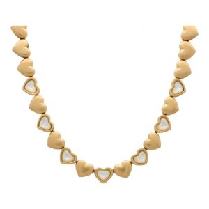 Vintage Mauboussin Mother of Pearl and 18ct Yellow Gold Heart Necklace