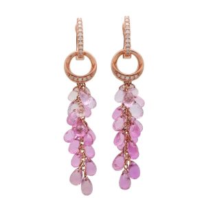 Briolette Pink Sapphire and Diamond Convertible Earrings