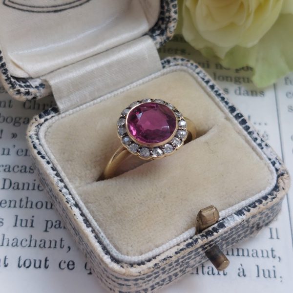 Edwardian Antique 2cts Ruby and Diamond Cluster Ring