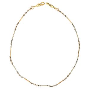 Edwardian Antique Two Tone 18ct Gold Albert Chain Necklace