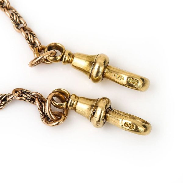 Rare Example Edwardian Antique Two Tone 18ct Gold Fancy Link Albert Chain Necklace