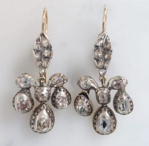 Georgian Antique 1.80ct Old Cut Diamond Pendeloque Earrings