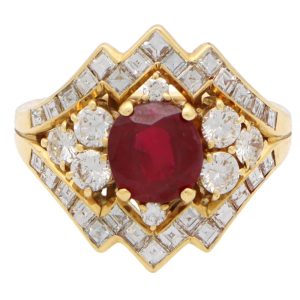 Vintage Piaget Ruby and Diamond Cluster Dress Ring