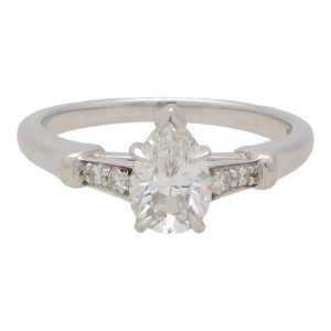 Vintage GIA Certified D Colour Pear Cut Diamond Engagement Ring