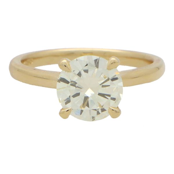 Single Stone 1.90ct Round Brilliant Cut Diamond Solitaire Engagement Ring in 18ct Yellow Gold