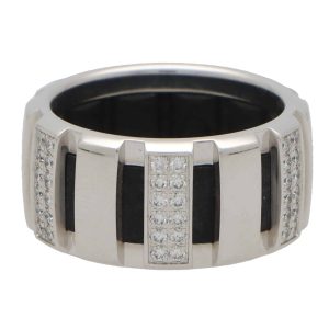 Vintage Chaumet Class One Rubber and Diamond Band Ring
