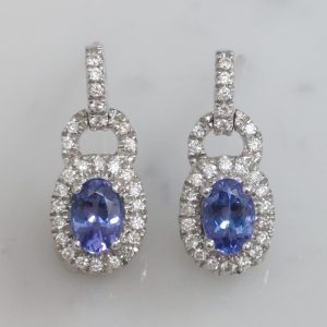 Modern 1.10ct Sapphire and Diamond Set Link Earrings