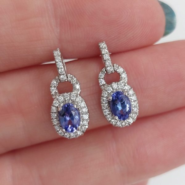 Modern 1.10ct Sapphire and Diamond Set Link Earrings
