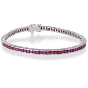 Princess Cut Ruby Line Bracelet 6.56 carat total