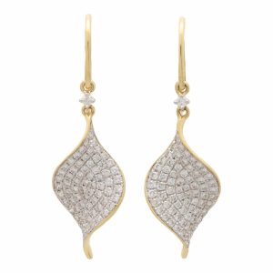 Contemporary Diamond Set Leaf Drop Earrings
