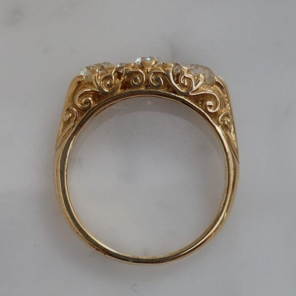 Vintage 1.50ct Old Cut Diamond Three Stone Ring