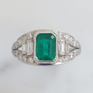Vintage Emerald and Diamond Band Ring, 1.20ct