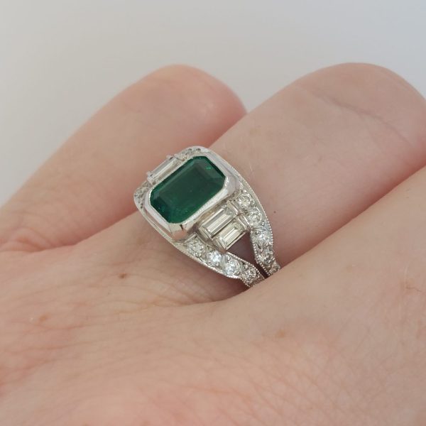 Vintage Emerald and Diamond Band Ring, 1.20ct