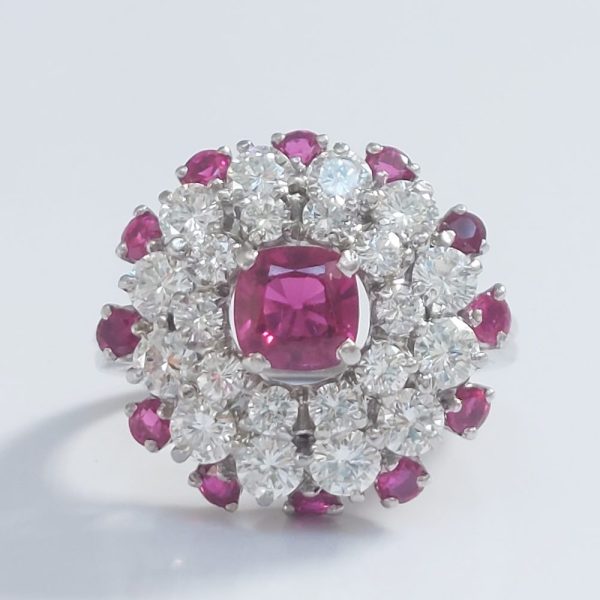 Vintage Oscar Heyman Ruby and Diamond Cluster Dress Ring