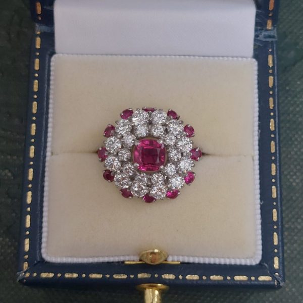 Vintage Oscar Heyman Ruby and Diamond Cluster Dress Ring