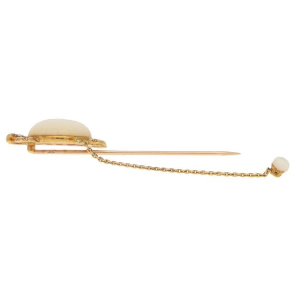Mauboussin Moonstone and Diamond Turtle Stick Pin in 18ct Yellow Gold