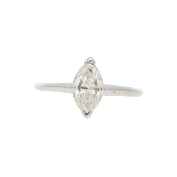 0.92ct Marquise Cut Diamond Solitaire Engagement Ring in 18ct White Gold
