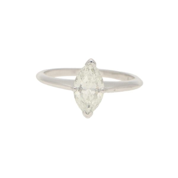 Single Stone 0.92ct Marquise Cut Diamond Solitaire Engagement Ring in 18ct White Gold