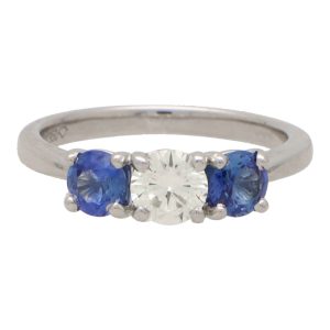 Diamond and Sapphire Reverse Three Stone Engagement Ring