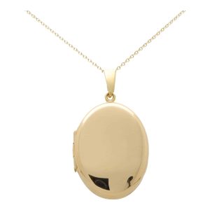 Large Oval Yellow Gold Double Sided Locket Pendant