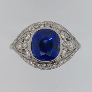 4.4ct Ceylon Sapphire and Diamond Dress Ring by A Tillander