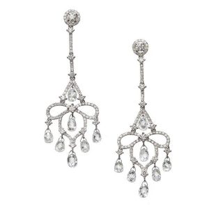Briolette Cut Diamond Chandelier Drop Earrings, 7.23 carat total