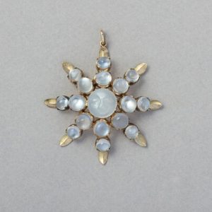 Victorian Antique Carved Moonstone Star Pendant