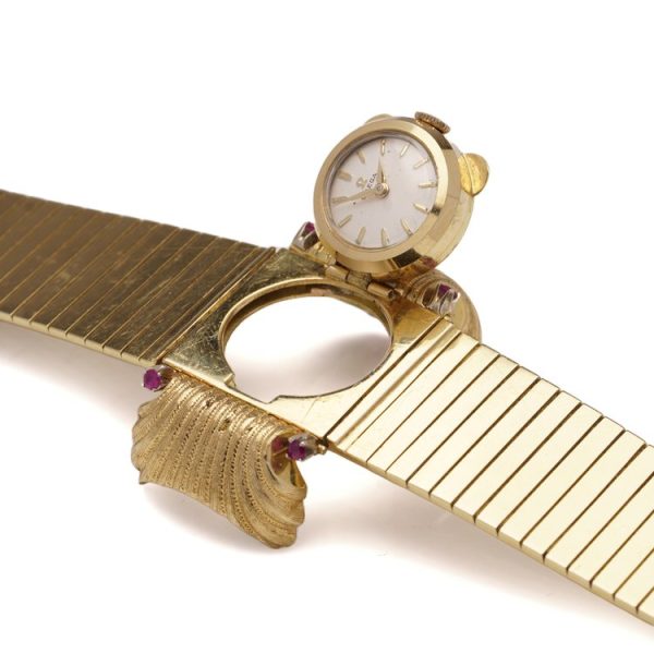Omega Vintage 18ct Yellow Gold Bracelet Watch with Ruby