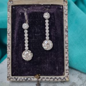 Vintage old cut diamond drop earrings