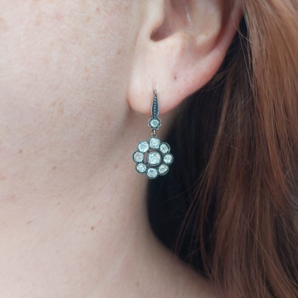 Diamond antique drop earrings