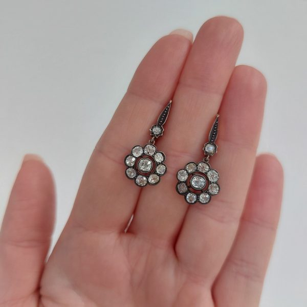 Victorian Diamond drop earrings clusters