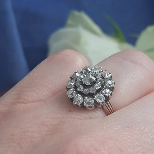 Georgian Antique Georgian Diamond Cluster Engagement Ring, 3.50 carat total